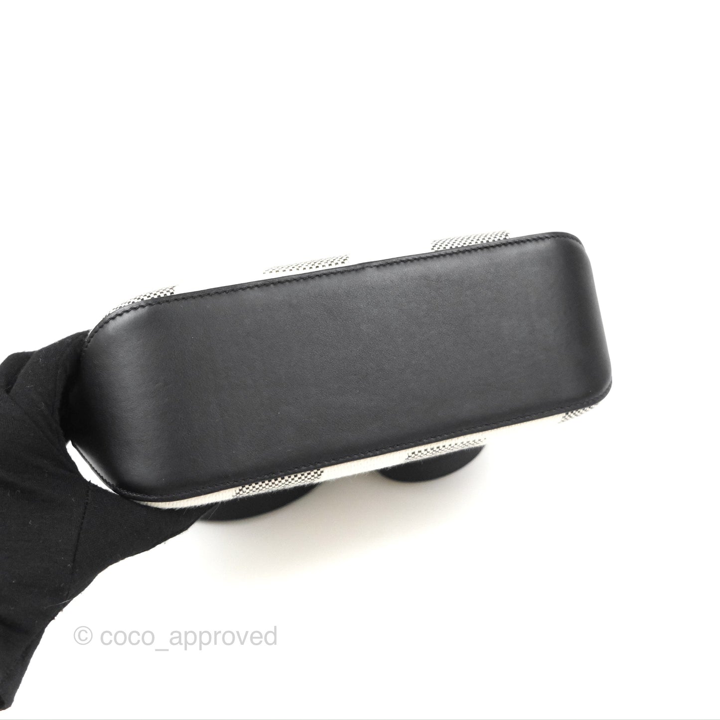 Hermes Cabas H En Biais 27 Black/Ecru Canvas