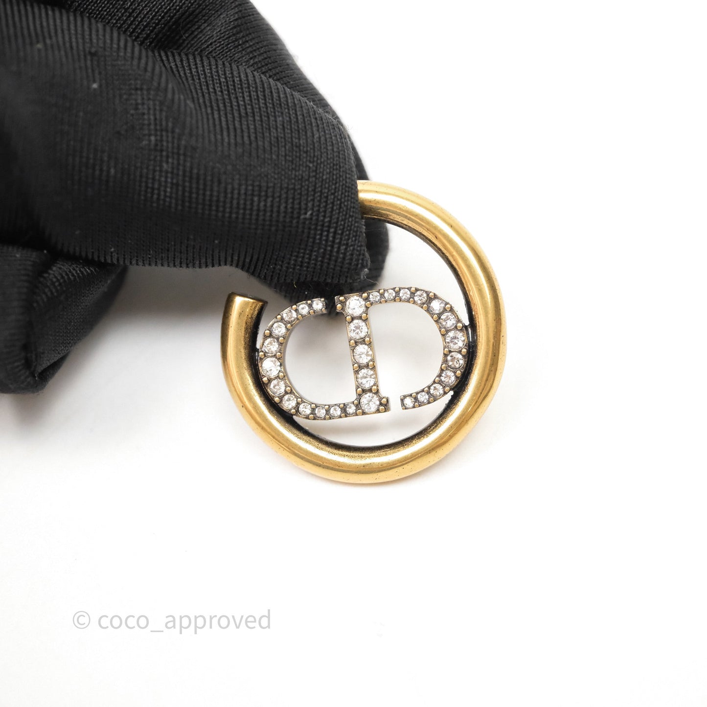 Christian Dior 30 Montaigne Crystal Hoop Earrings Gold Tone