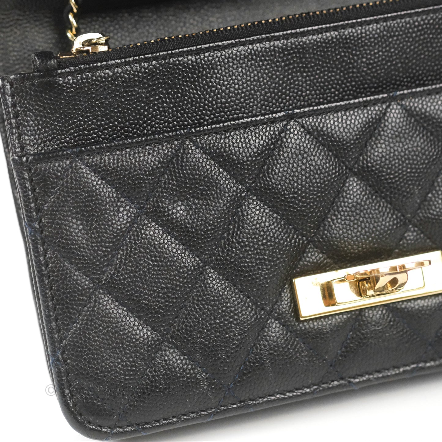 Chanel Golden Class Wallet on Chain WOC Black Caviar Gold Hardware