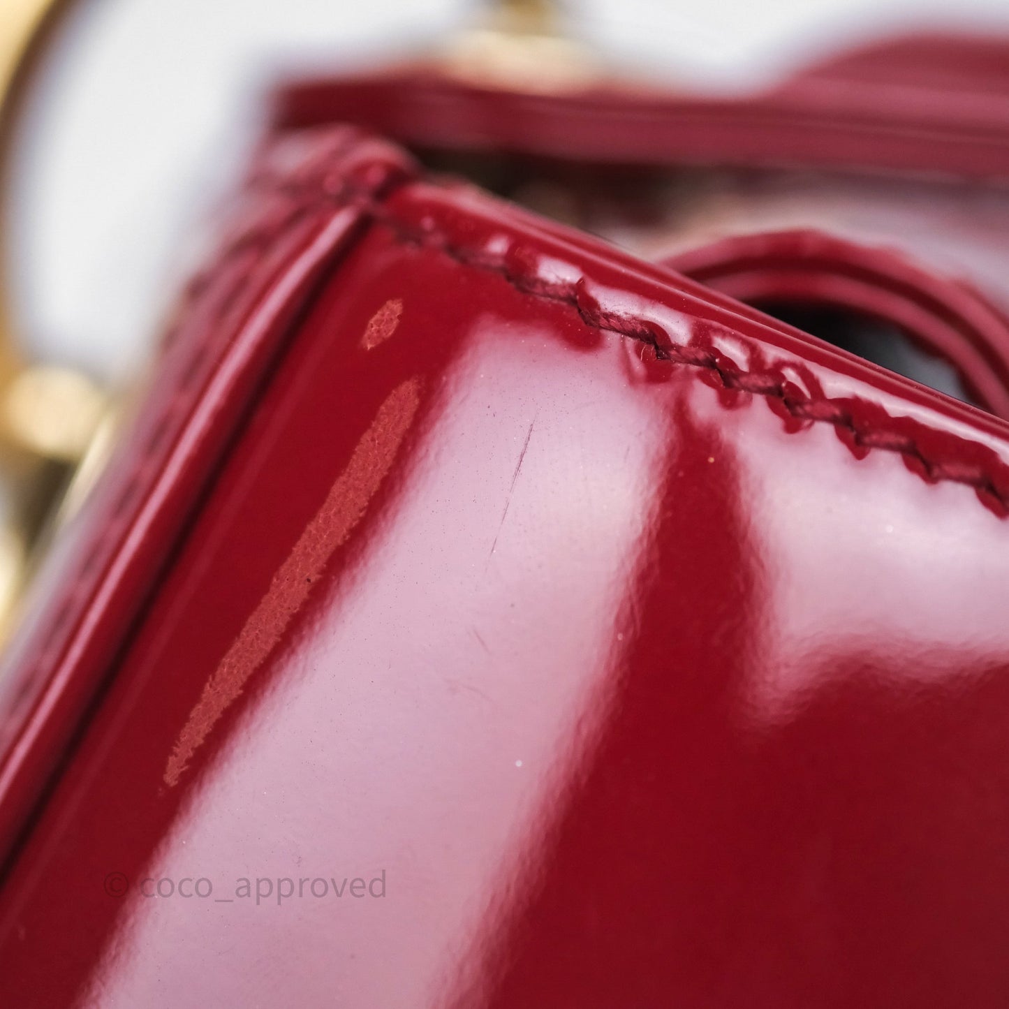 Dior Mini Lady Dior Red Cannage Patent Gold Hardware