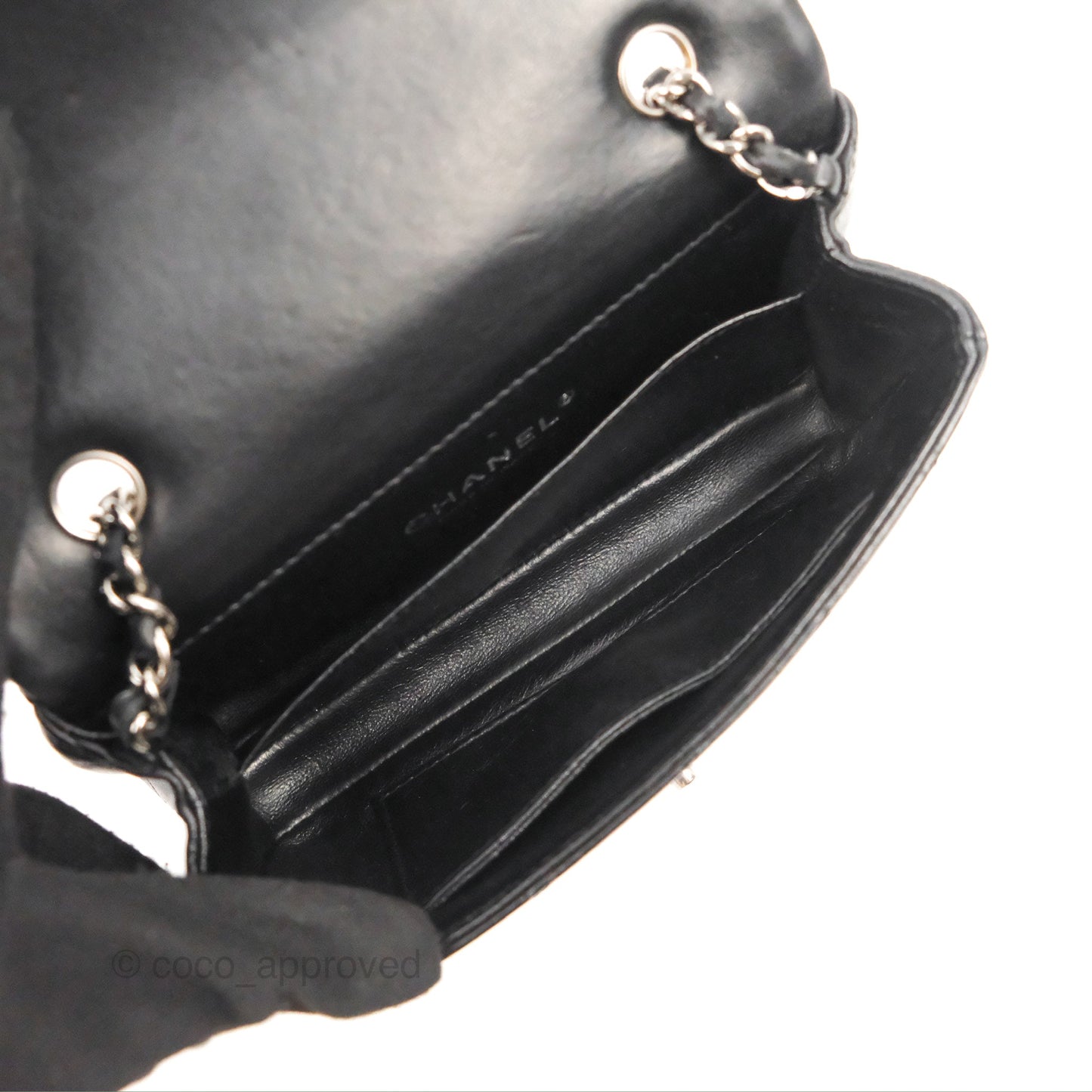Chanel Quilted Extra Mini Rectangular Flap Black Calfskin Silver Hardware