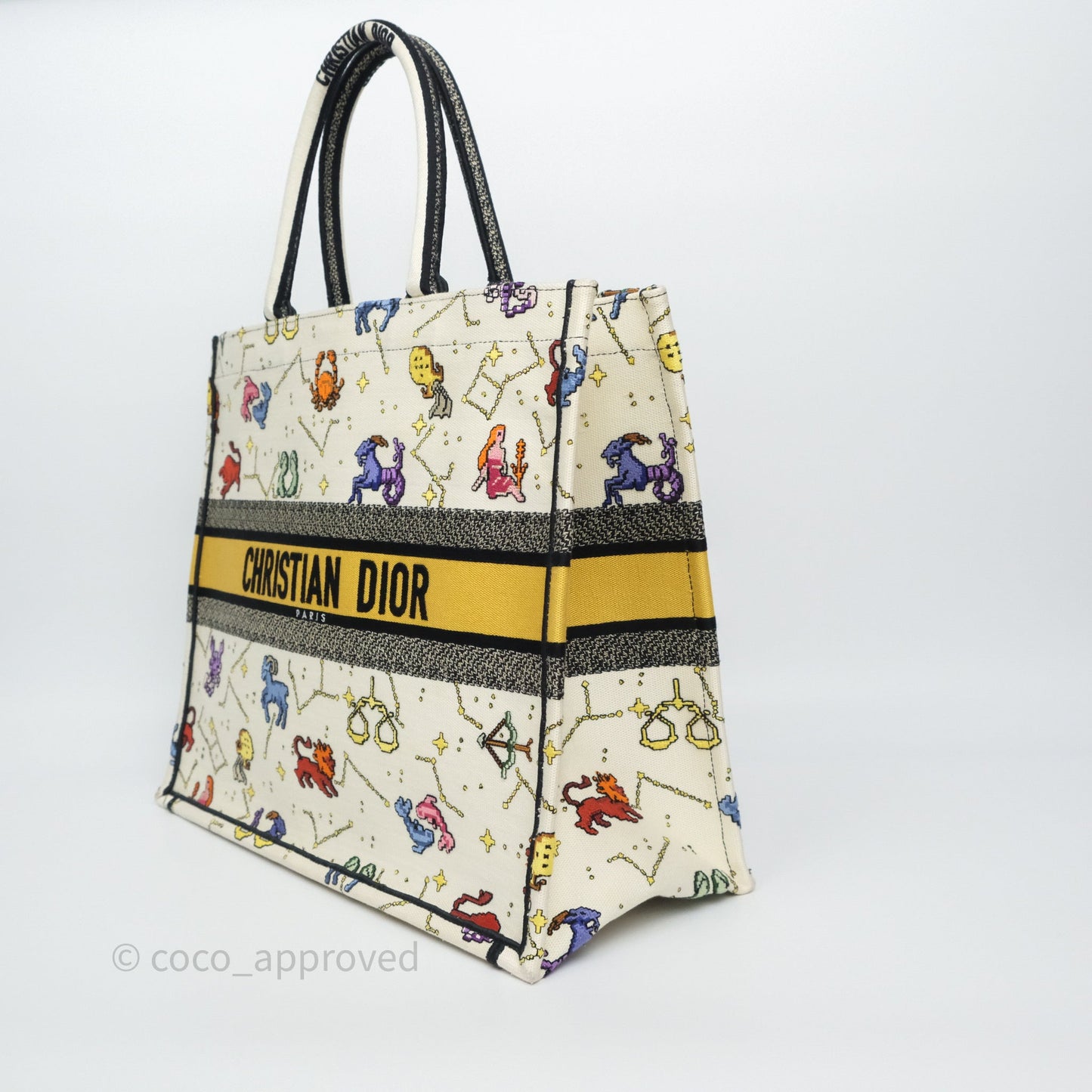 Christian Dior Large Pixel Zodiac Book Tote Bag White