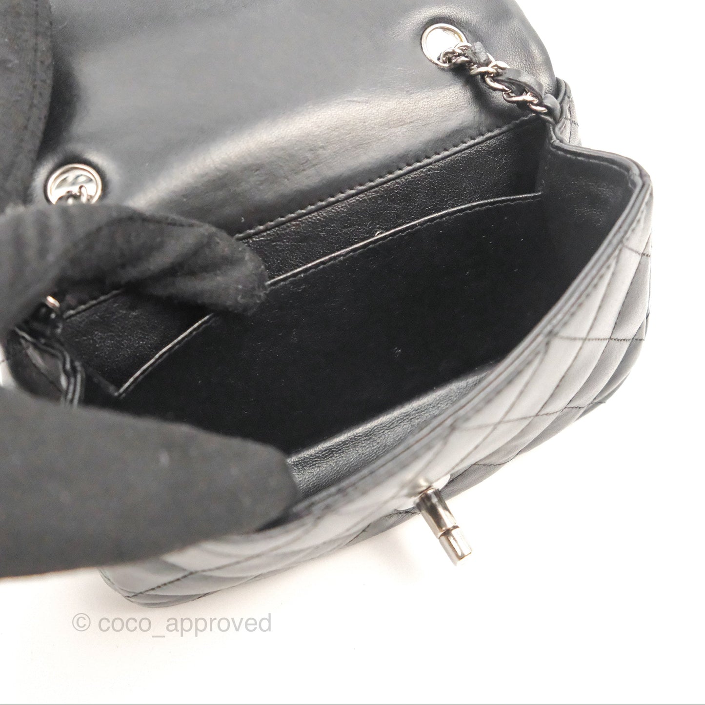 Chanel Quilted Extra Mini Rectangular Flap Black Calfskin Silver Hardware