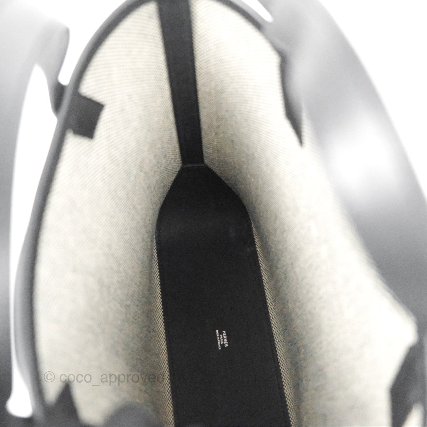 Hermes Cabas H En Biais 27 Black/Ecru Canvas