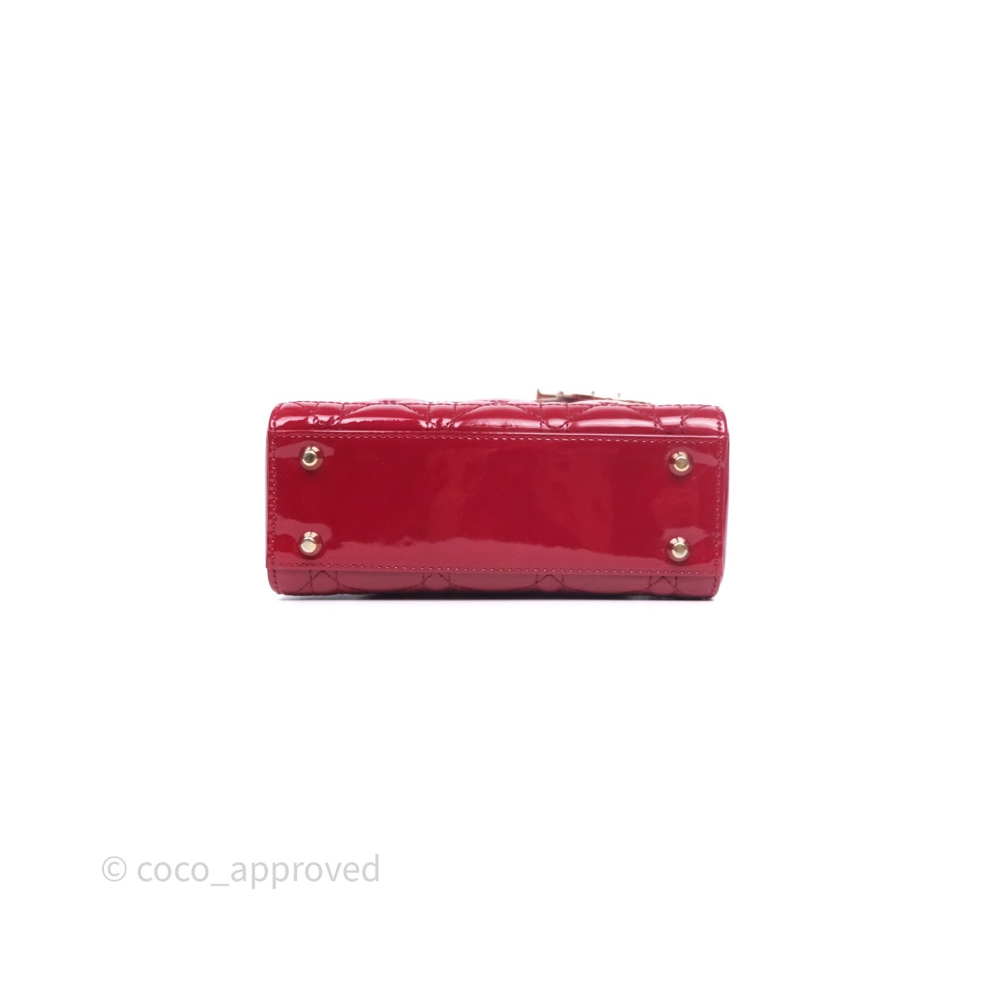 Dior Mini Lady Dior Red Cannage Patent Gold Hardware