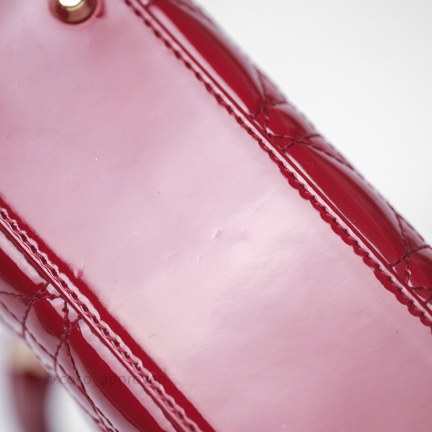 Dior Mini Lady Dior Red Cannage Patent Gold Hardware