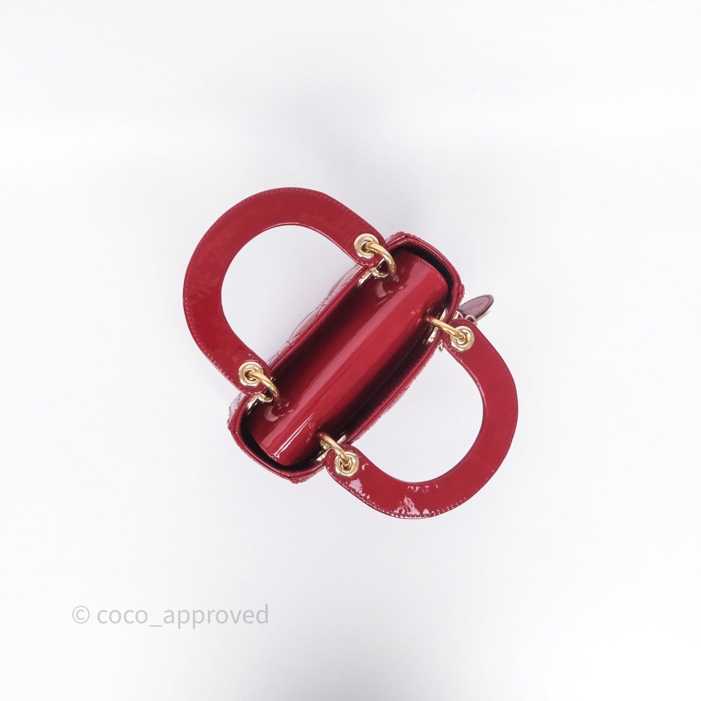Dior Mini Lady Dior Red Cannage Patent Gold Hardware