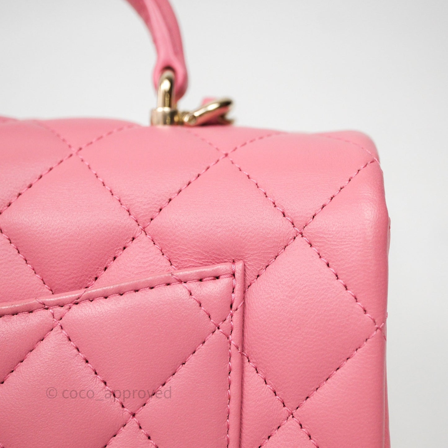 Chanel Top Handle Mini Rectangular Flap Pink Lambskin Gold Hardware