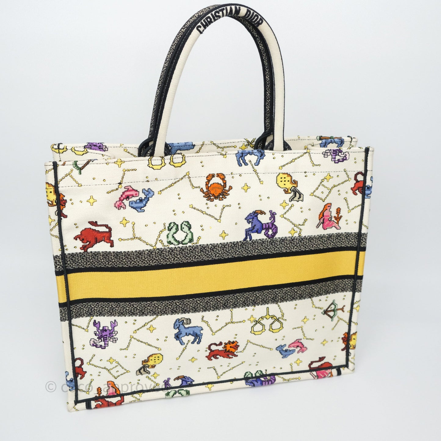 Christian Dior Large Pixel Zodiac Book Tote Bag White