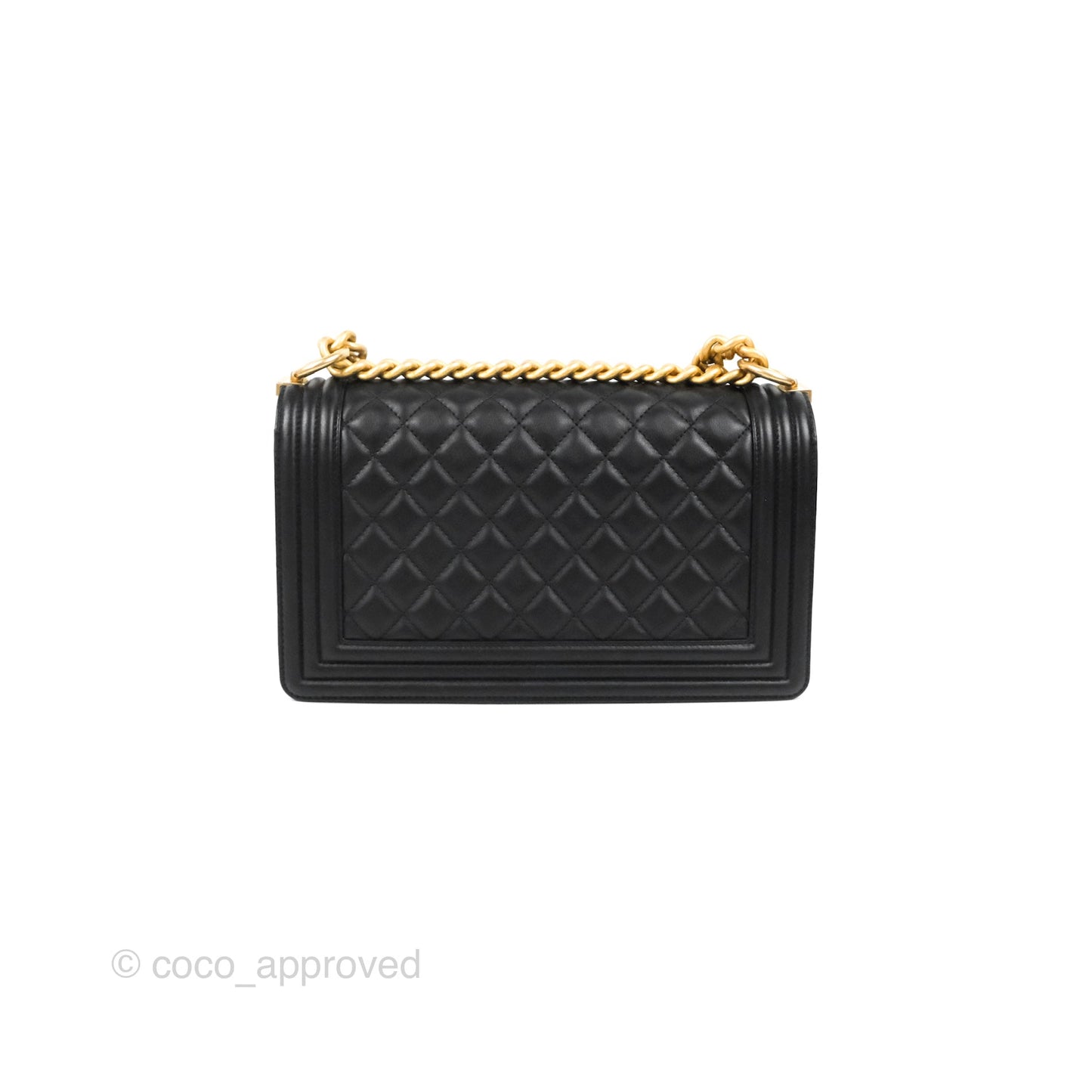Chanel Quilted Medium Boy Black Calfskin Aged Gold Hardware
