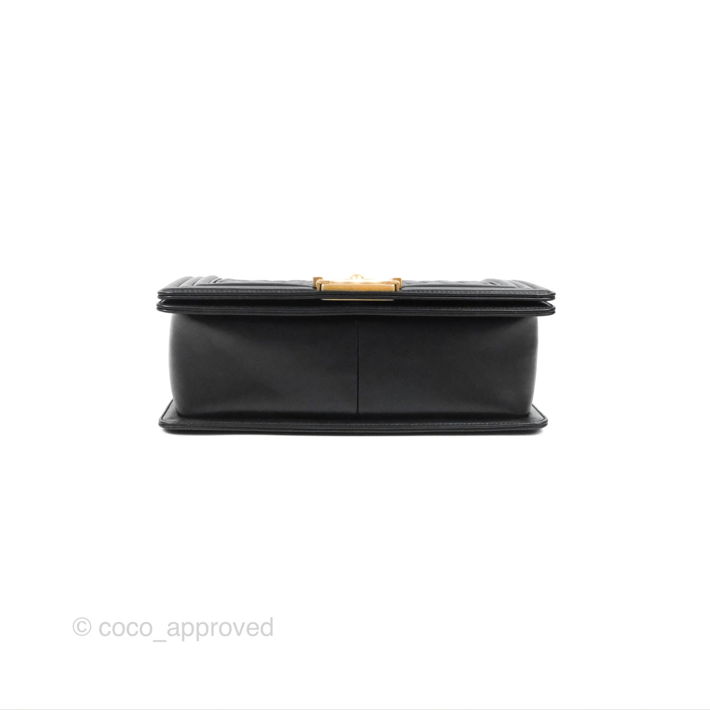 Chanel Quilted Medium Boy Black Calfskin Aged Gold Hardware