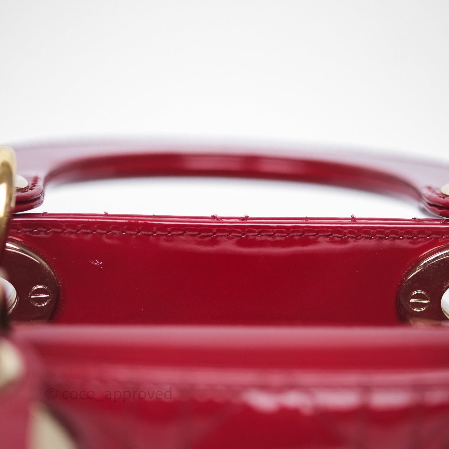 Dior Mini Lady Dior Red Cannage Patent Gold Hardware
