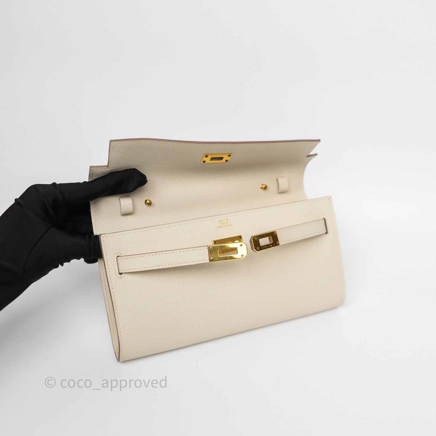 Hermès Kelly To Go Wallet Craie 10 Epsom Gold Hardware