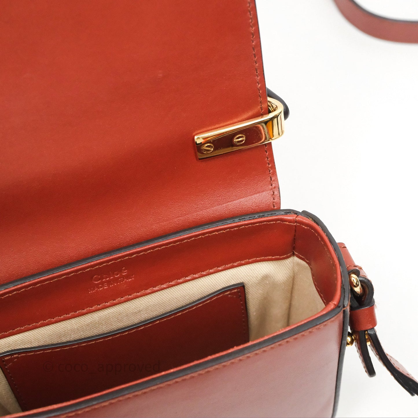 Chloé Mini C Bag Sepia Brown Shiny/Suede Calfskin