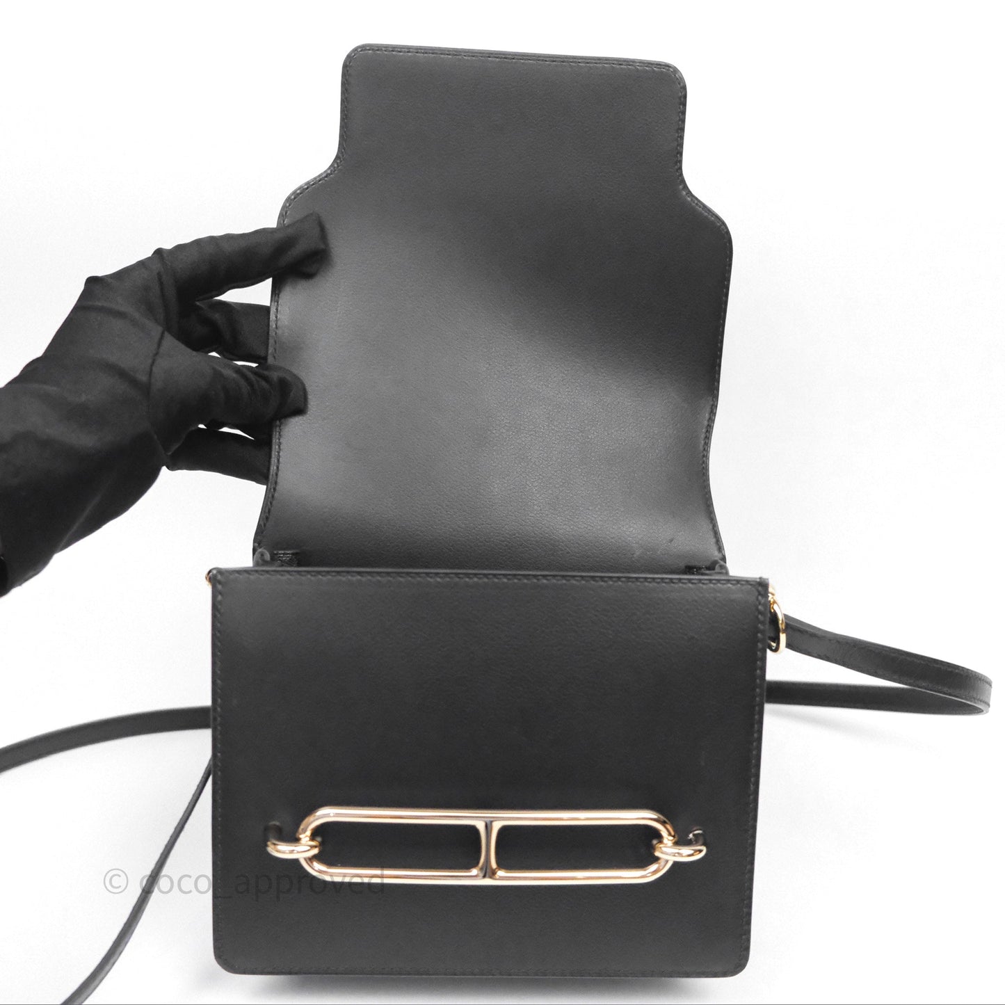 Hermès Roulis Mini 18 Black Noir 89 Gold Hardware