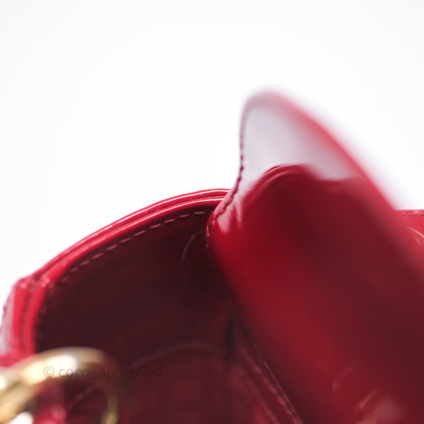 Dior Mini Lady Dior Red Cannage Patent Gold Hardware