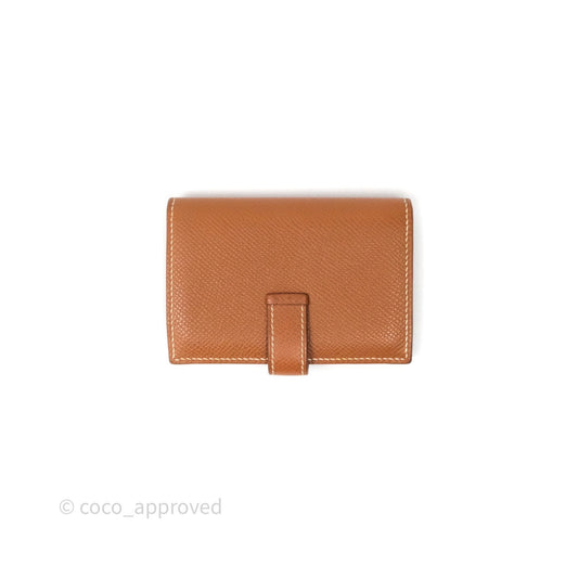 Hermes Bearn Mini Wallet Gold Epsom Gold Hardware