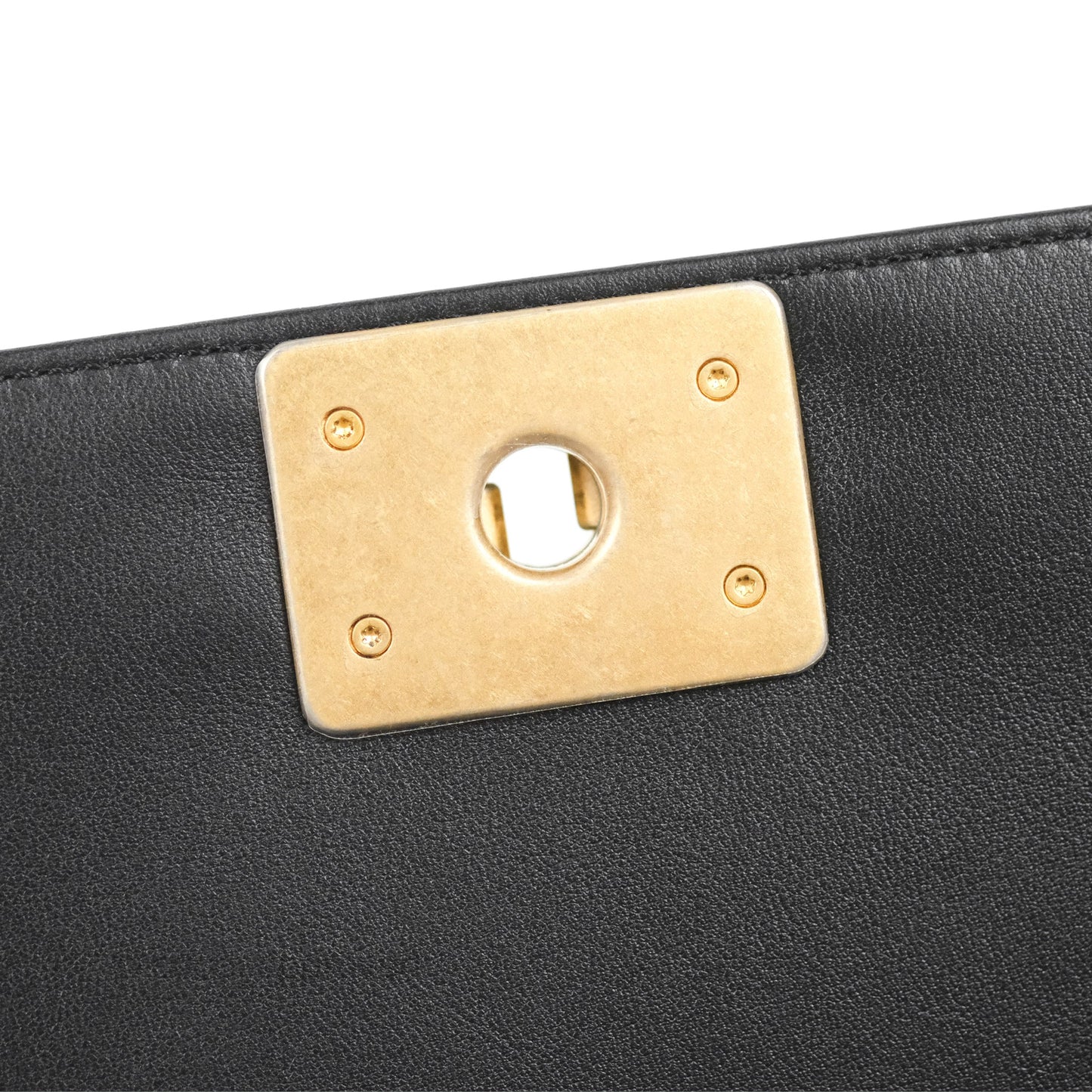 Chanel Quilted Medium Boy Black Calfskin Aged Gold Hardware