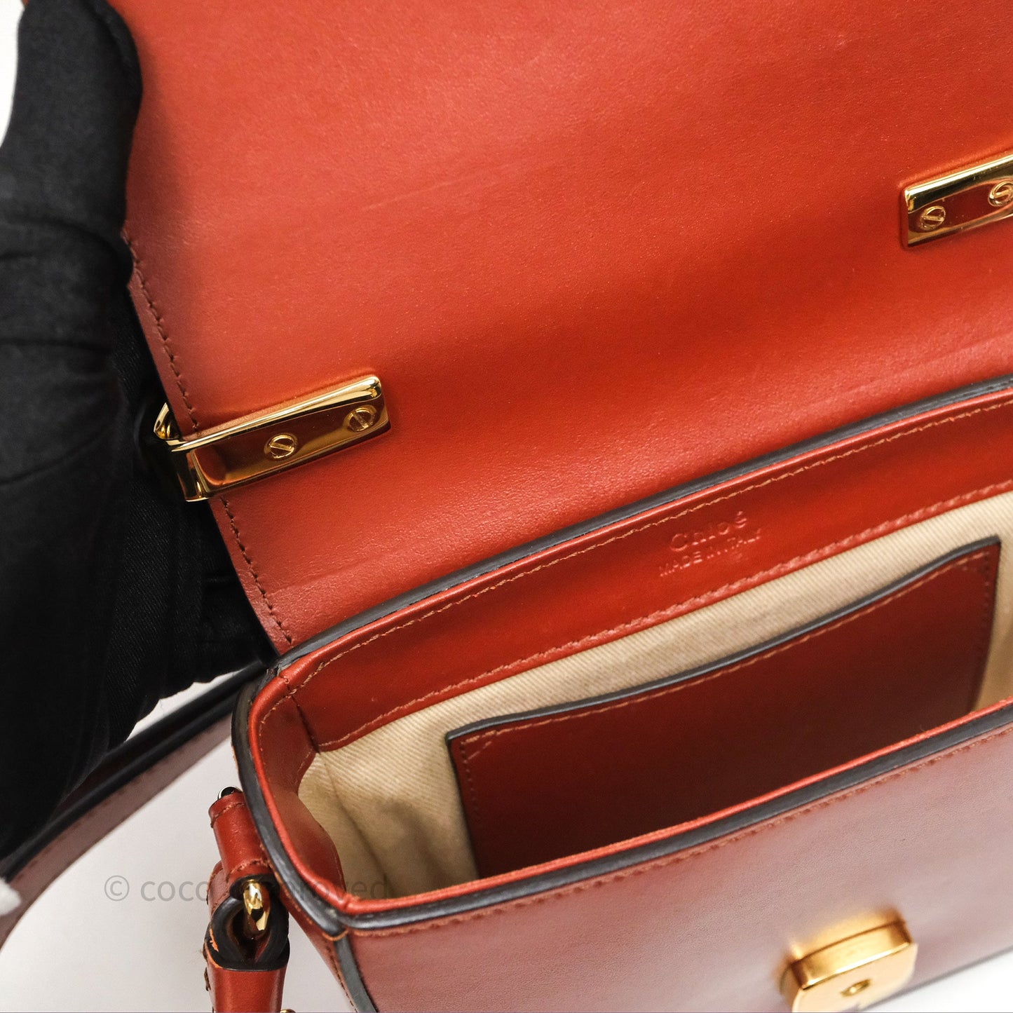 Chloé Mini C Bag Sepia Brown Shiny/Suede Calfskin