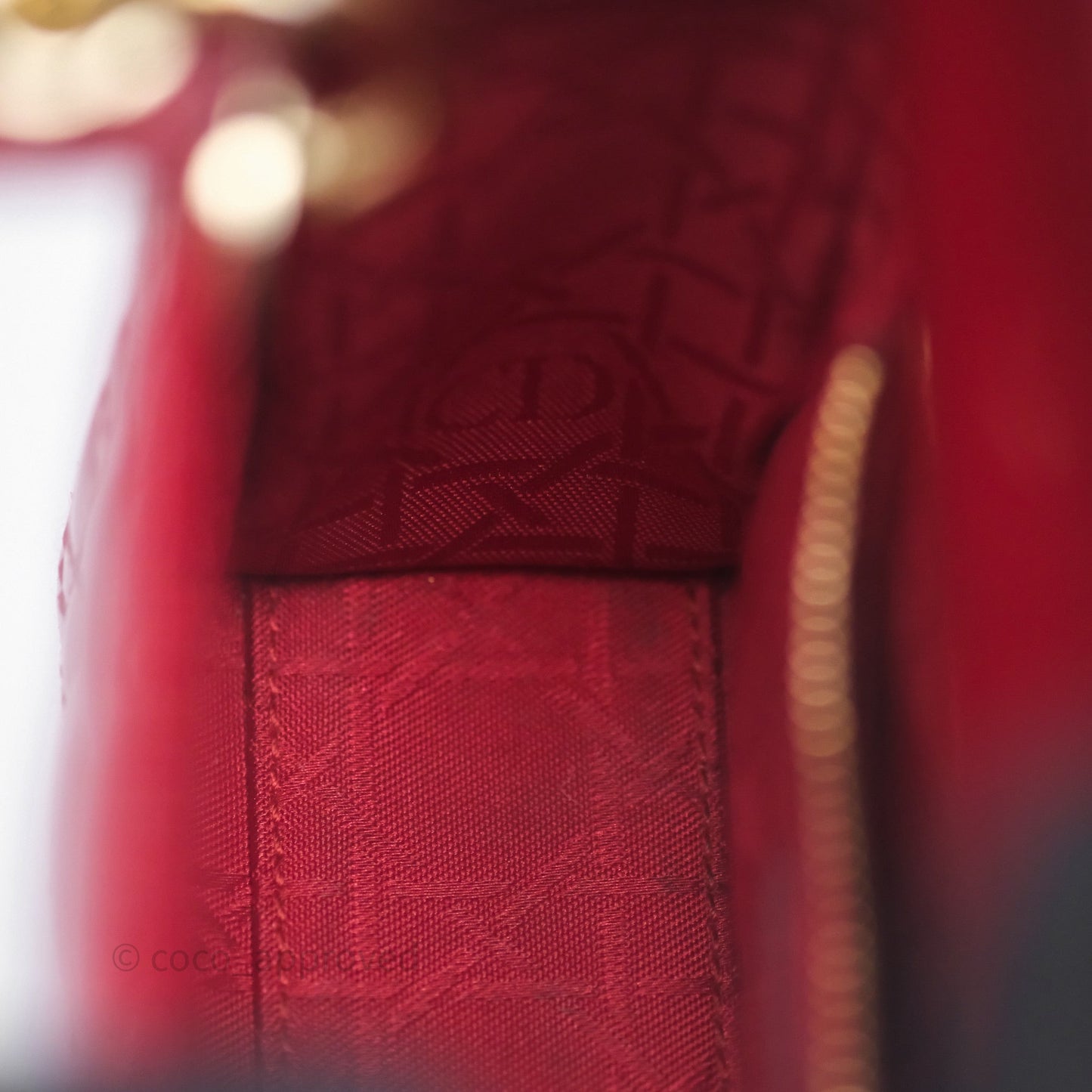 Dior Mini Lady Dior Red Cannage Patent Gold Hardware