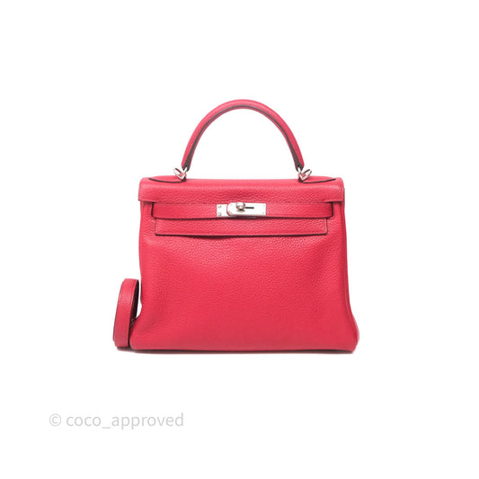 Hermes Kelly 28 Red Palladium Hardware