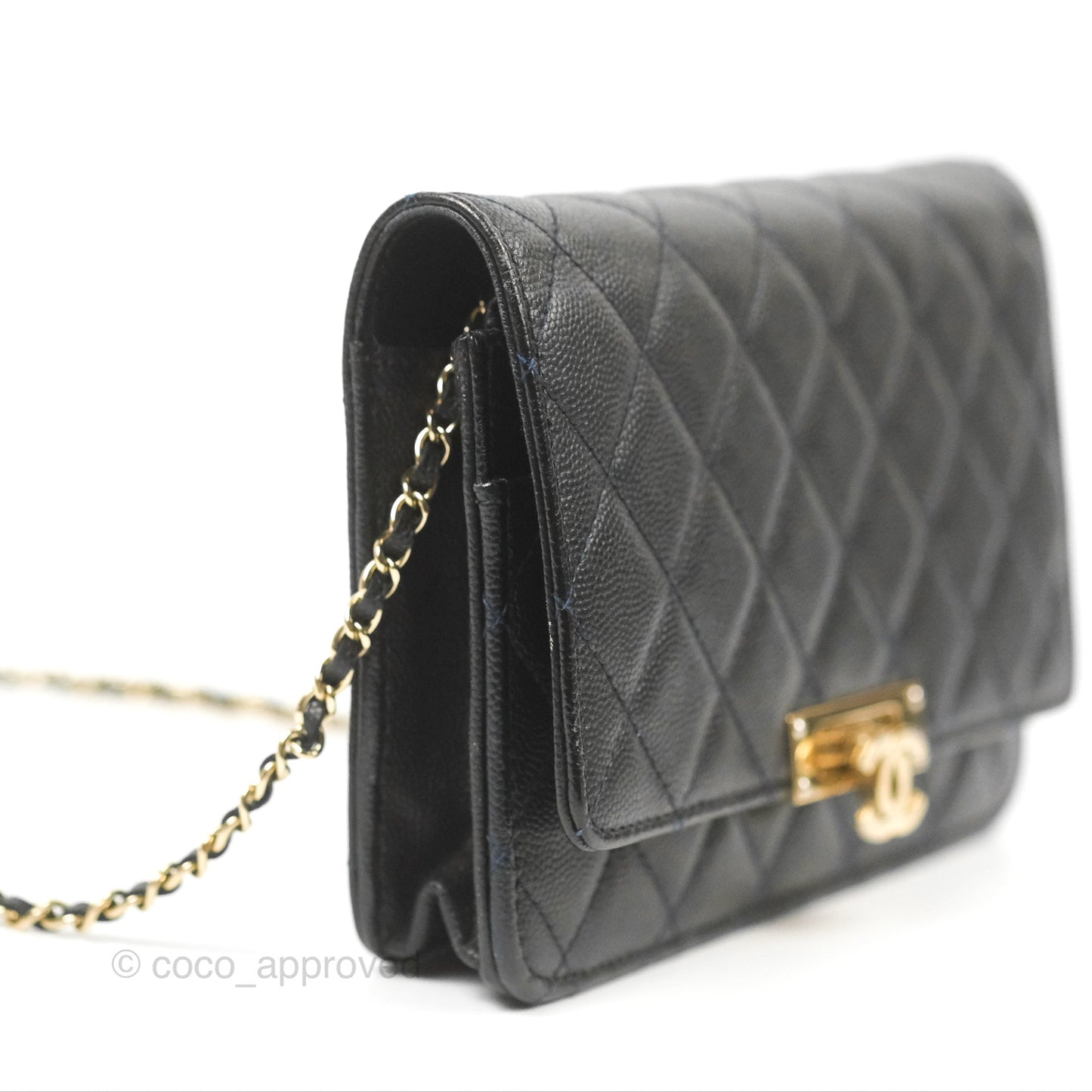 Chanel Golden Class Wallet on Chain WOC Black Caviar Gold Hardware