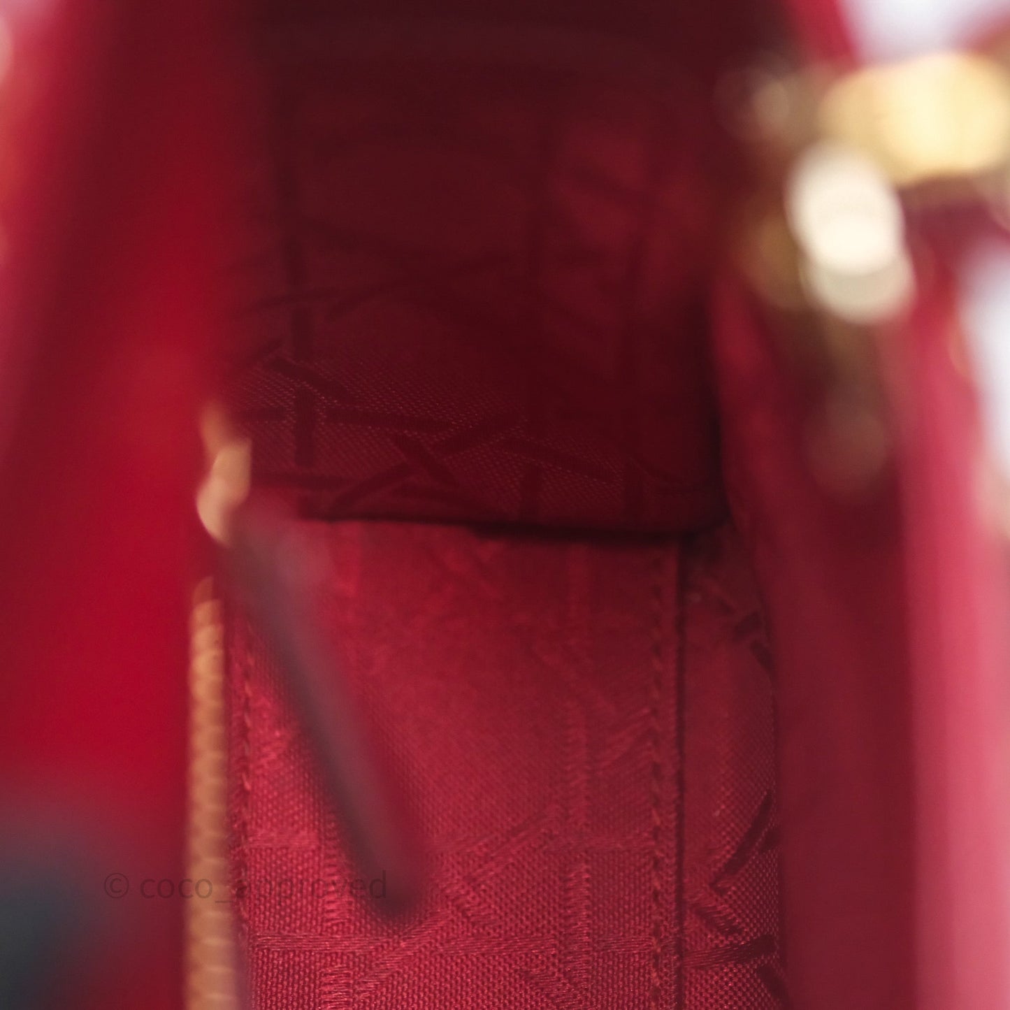 Dior Mini Lady Dior Red Cannage Patent Gold Hardware