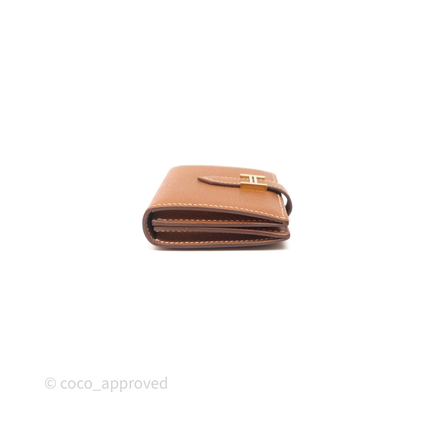 Hermes Bearn Mini Wallet Gold Epsom Gold Hardware