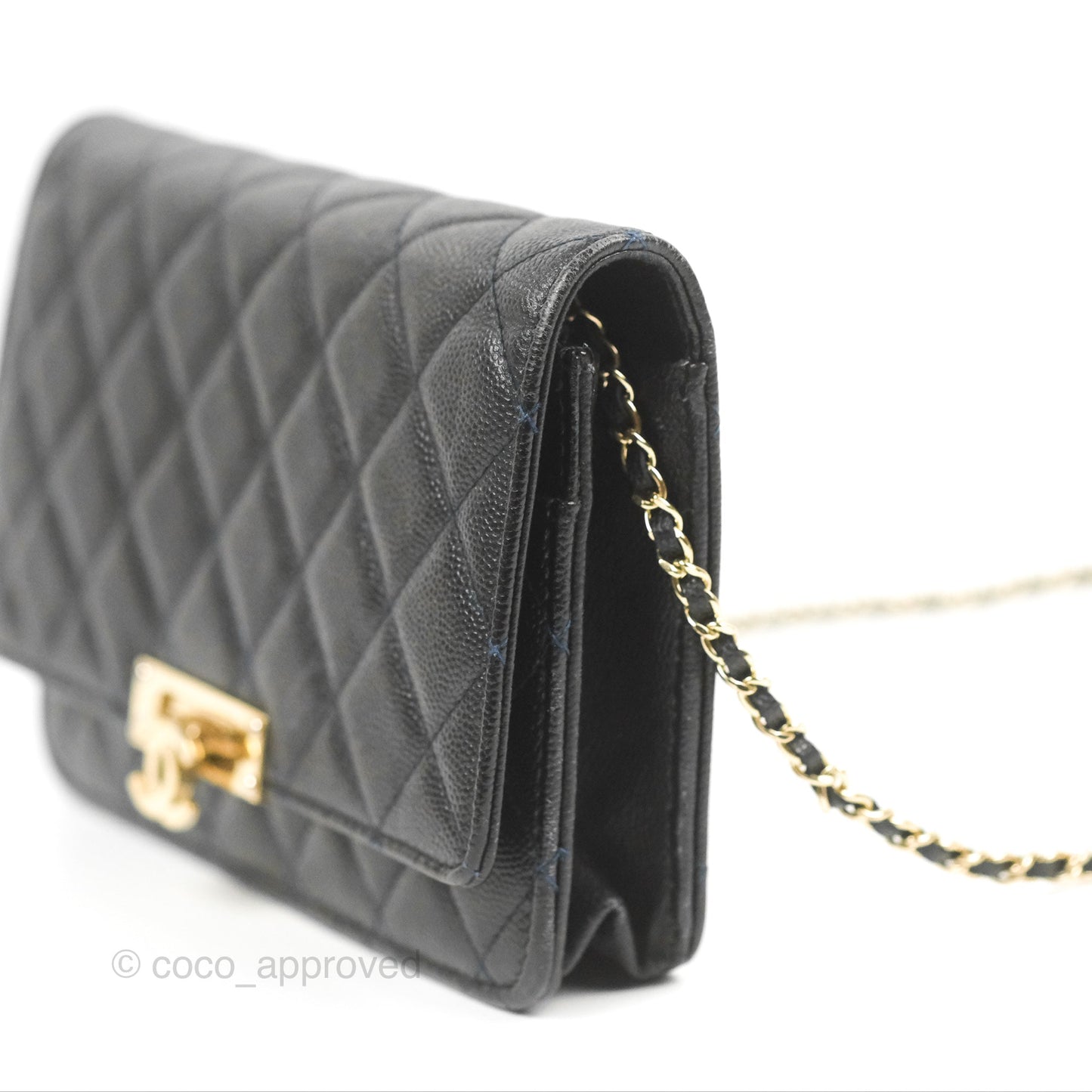 Chanel Golden Class Wallet on Chain WOC Black Caviar Gold Hardware