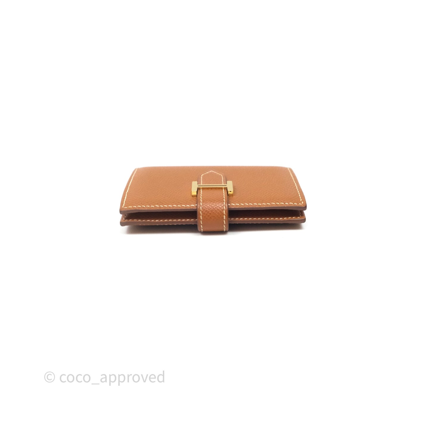 Hermes Bearn Mini Wallet Gold Epsom Gold Hardware