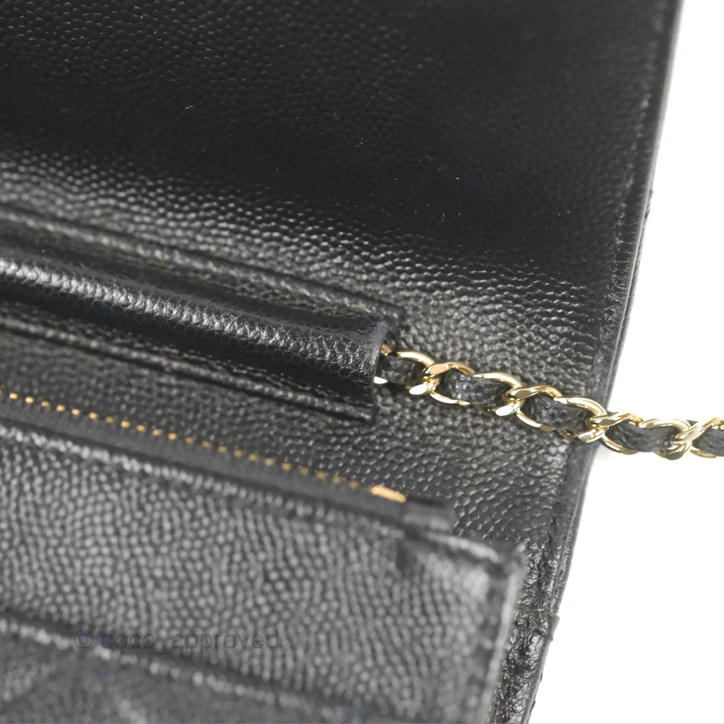 Chanel Golden Class Wallet on Chain WOC Black Caviar Gold Hardware