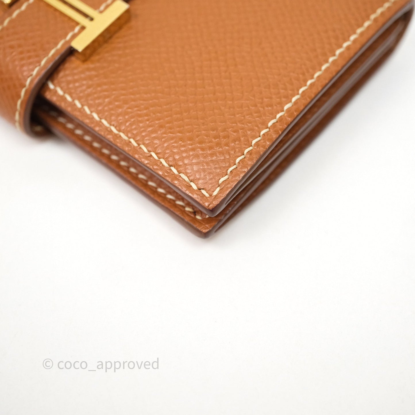 Hermes Bearn Mini Wallet Gold Epsom Gold Hardware