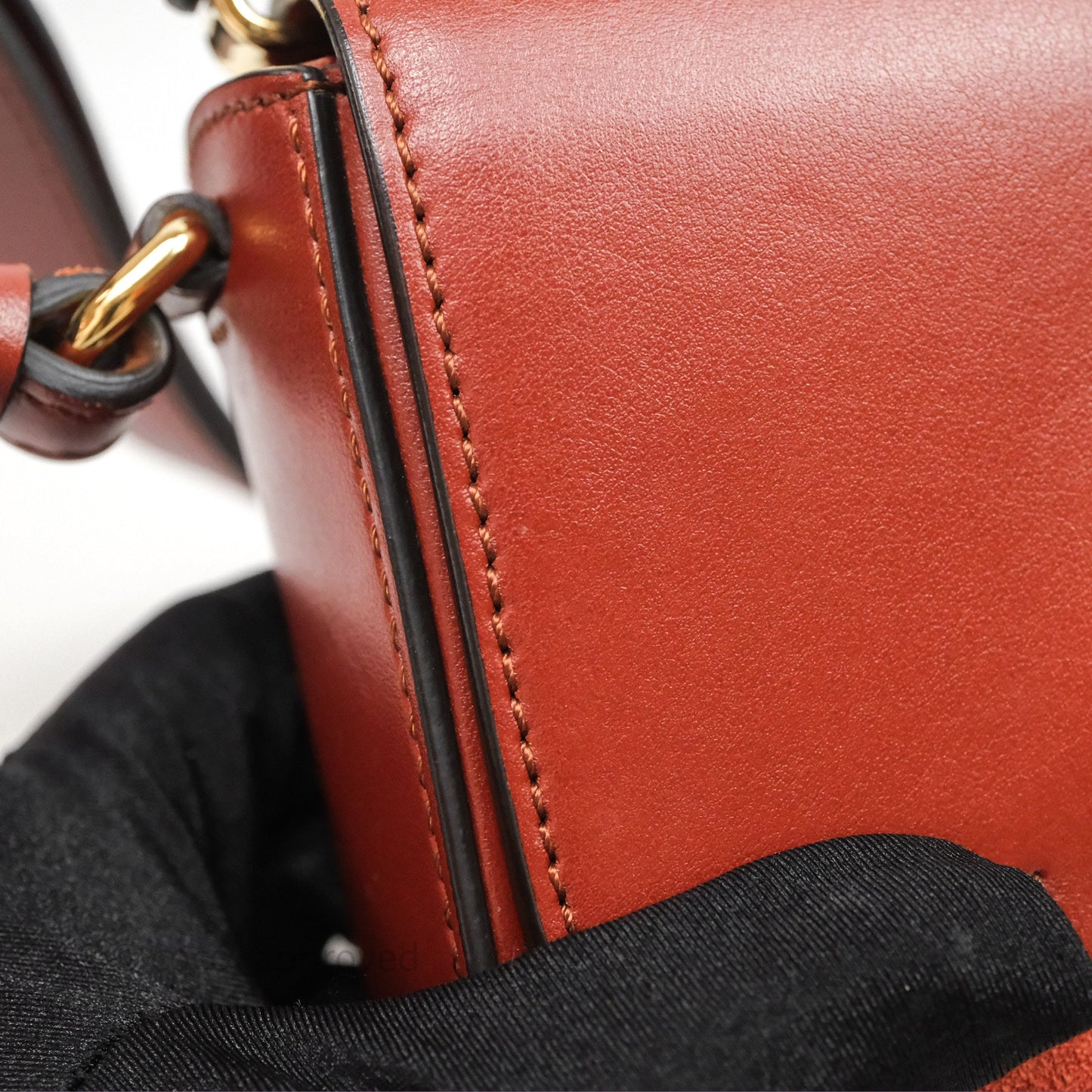 Chloé Mini C Bag Sepia Brown Shiny/Suede Calfskin