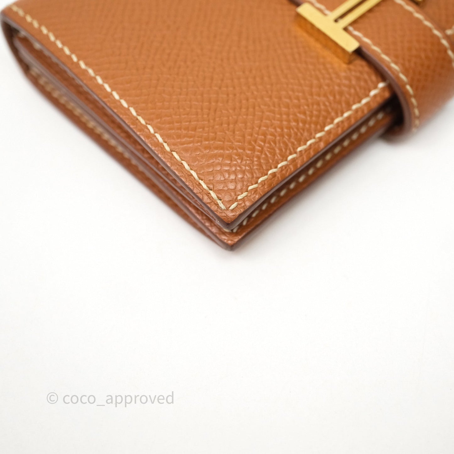 Hermes Bearn Mini Wallet Gold Epsom Gold Hardware