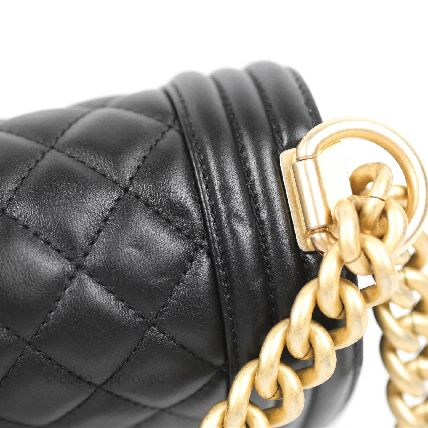 Chanel Quilted Medium Boy Black Calfskin Aged Gold Hardware