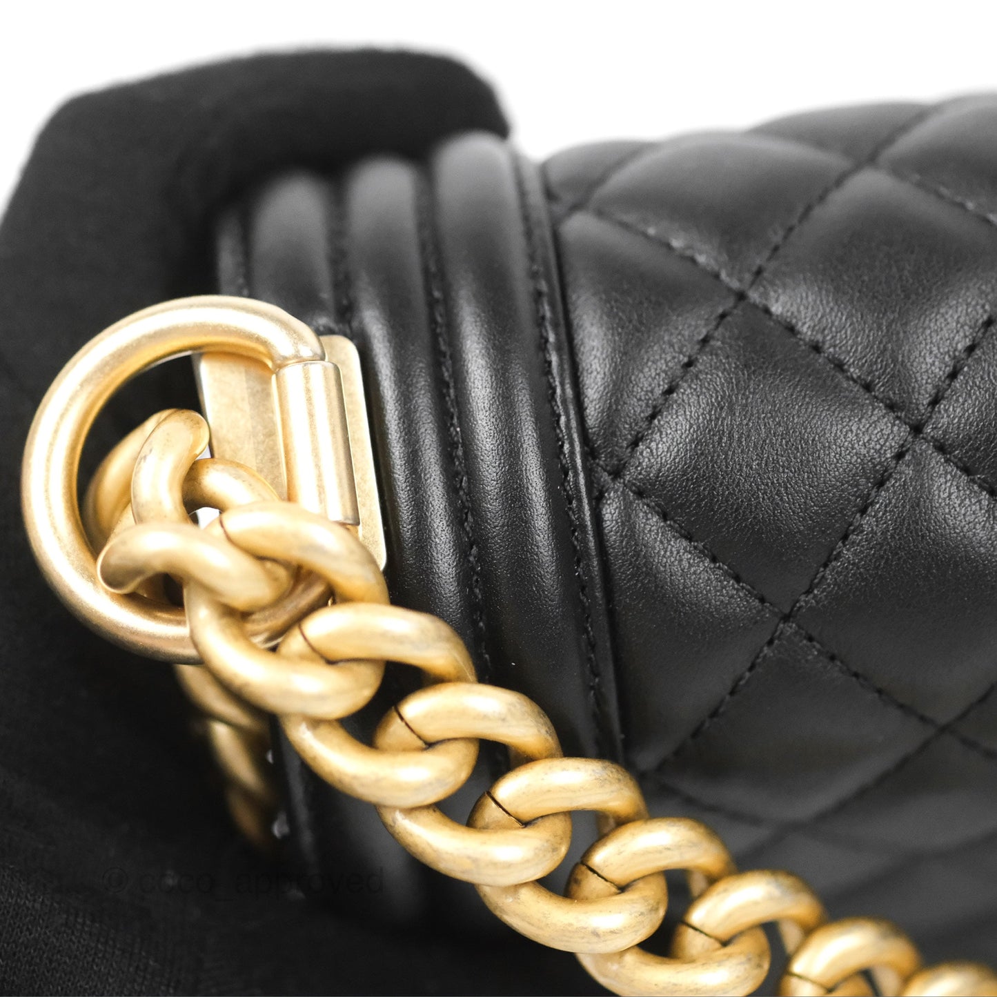 Chanel Quilted Medium Boy Black Calfskin Aged Gold Hardware