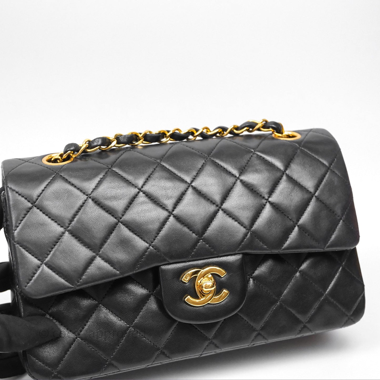 Chanel Classic Vintage Small Flap Black Lambskin 24K Gold Hardware