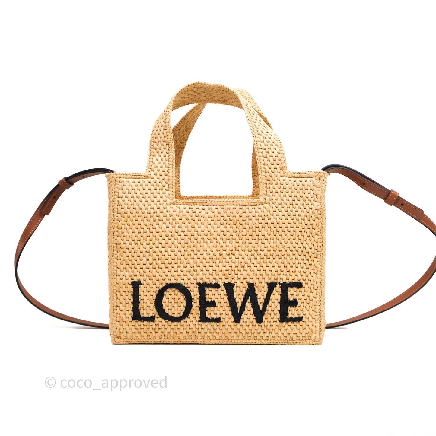 Loewe Small Font Tote In Raffia