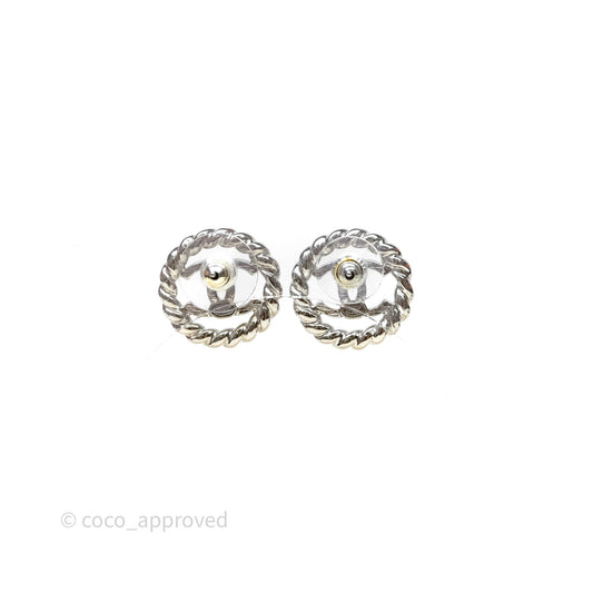 Chanel CC Round Earrings Silver Tone 25C
