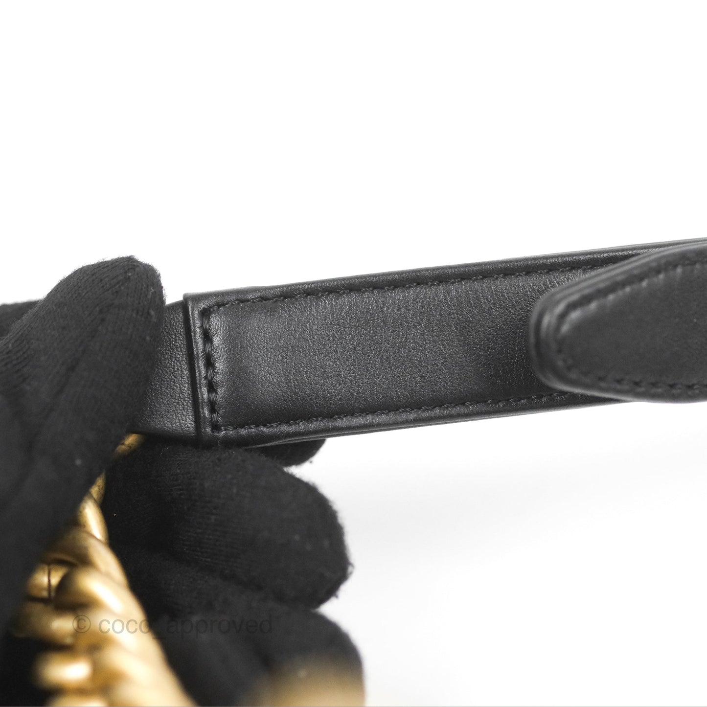 Chanel Quilted Medium Boy Black Calfskin Aged Gold Hardware