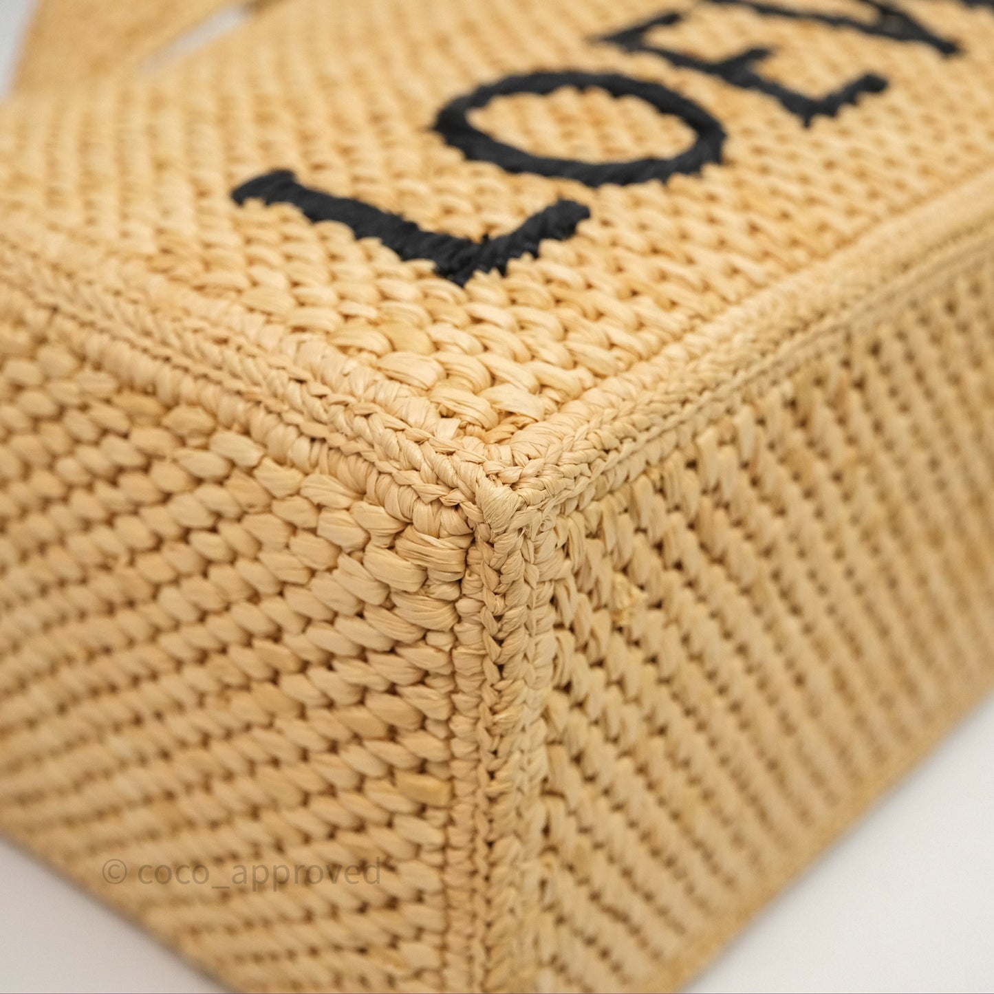 Loewe Small Font Tote In Raffia