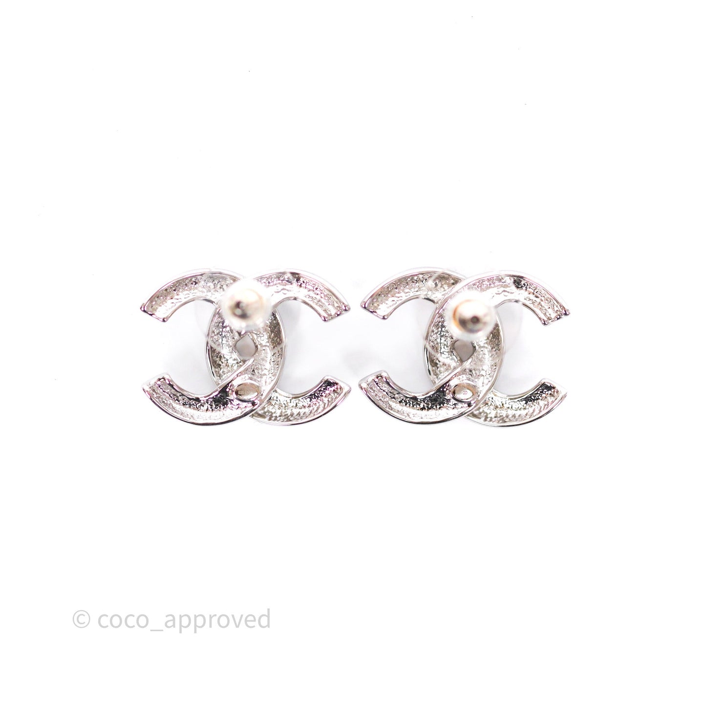 Chanel CC Earrings Silver Tone 25S