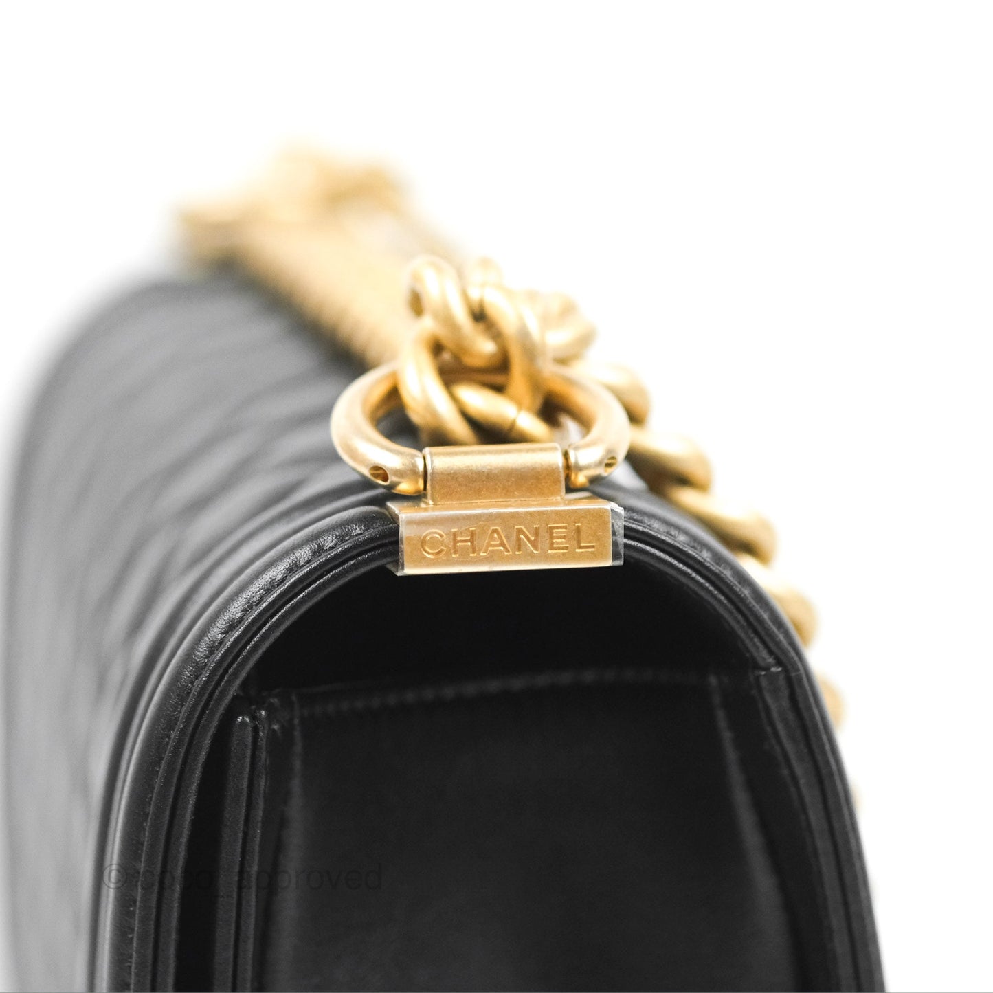 Chanel Quilted Medium Boy Black Calfskin Aged Gold Hardware