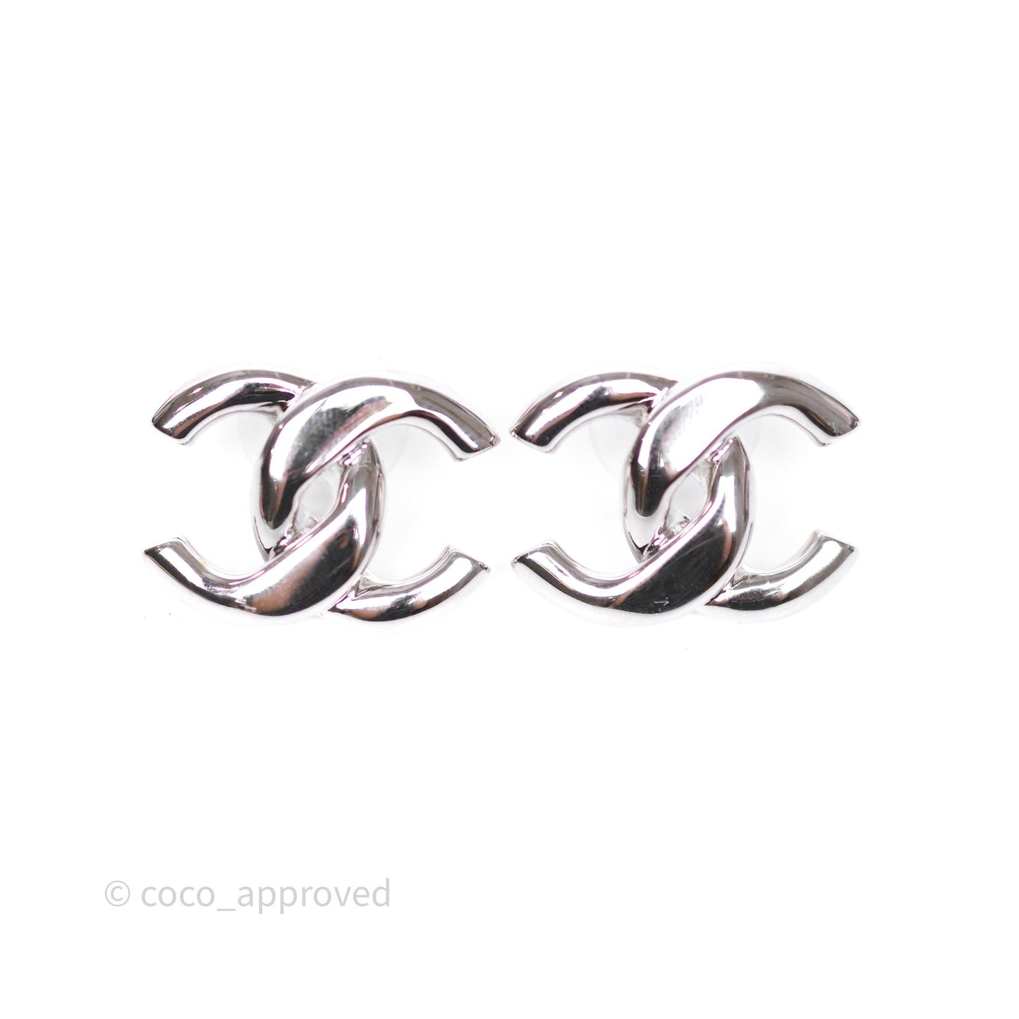 Chanel CC Earrings Silver Tone 25S
