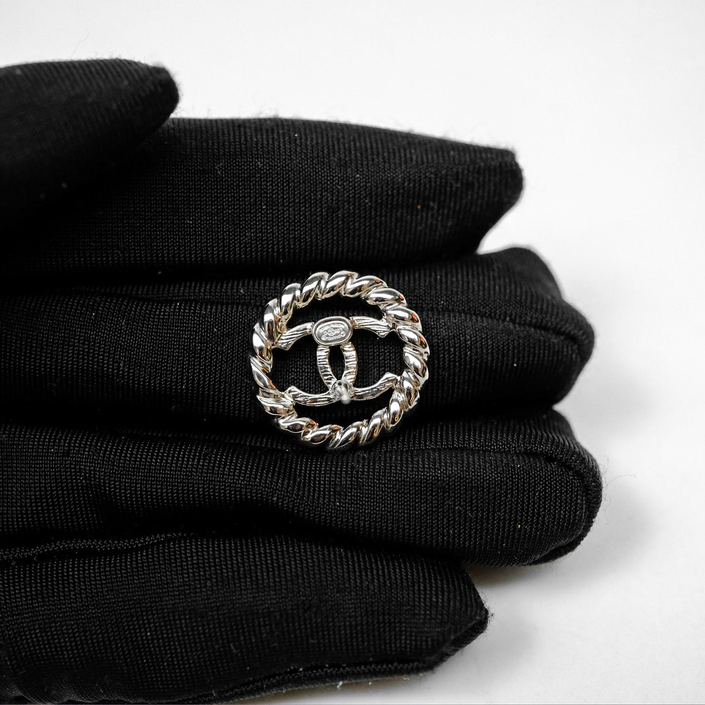 Chanel CC Round Earrings Silver Tone 25C