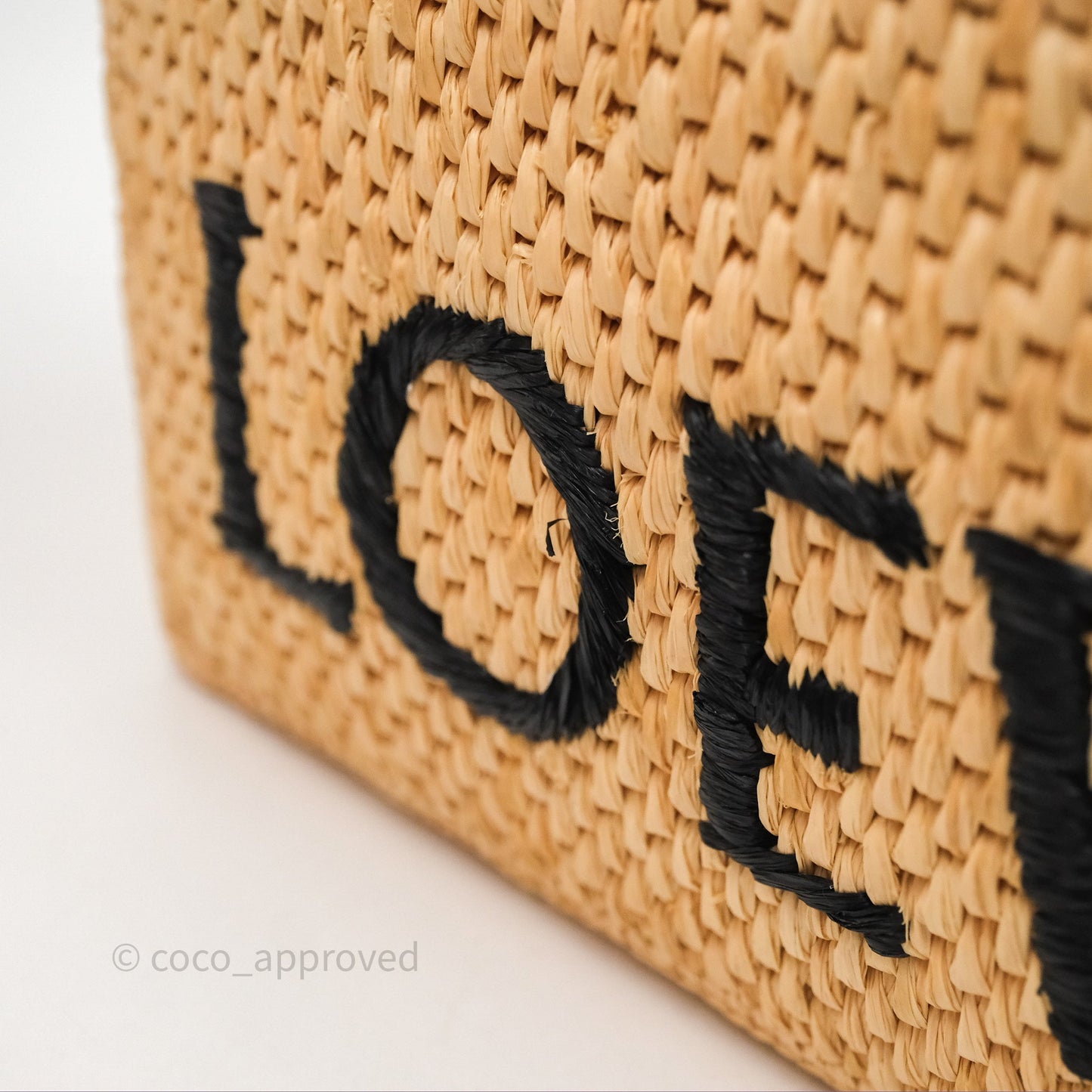 Loewe Small Font Tote In Raffia