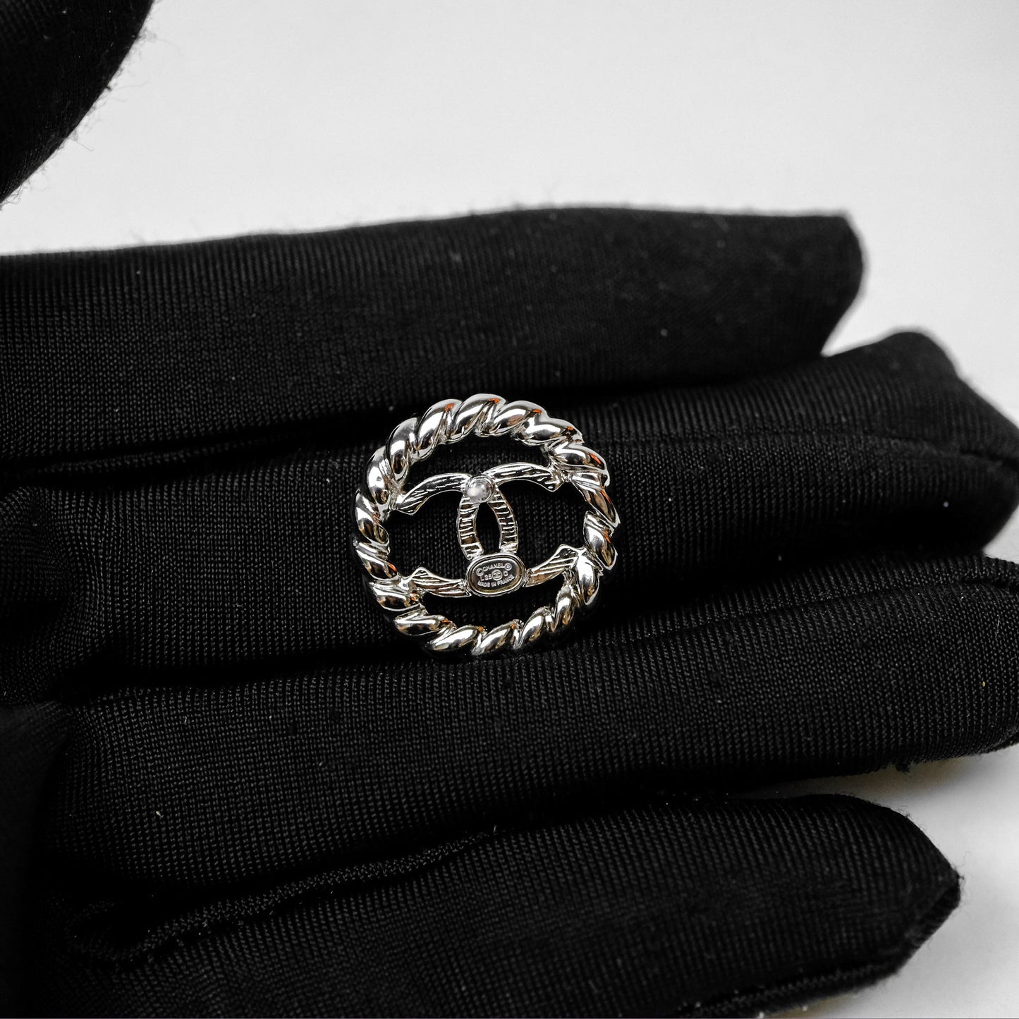 Chanel CC Round Earrings Silver Tone 25C