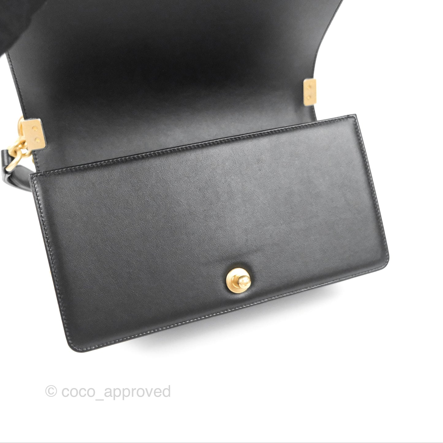 Chanel Quilted Medium Boy Black Calfskin Aged Gold Hardware