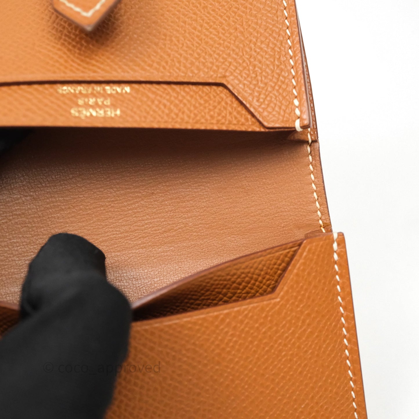 Hermes Bearn Mini Wallet Gold Epsom Gold Hardware