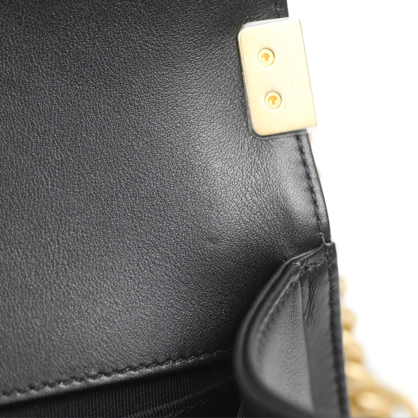 Chanel Quilted Medium Boy Black Calfskin Aged Gold Hardware